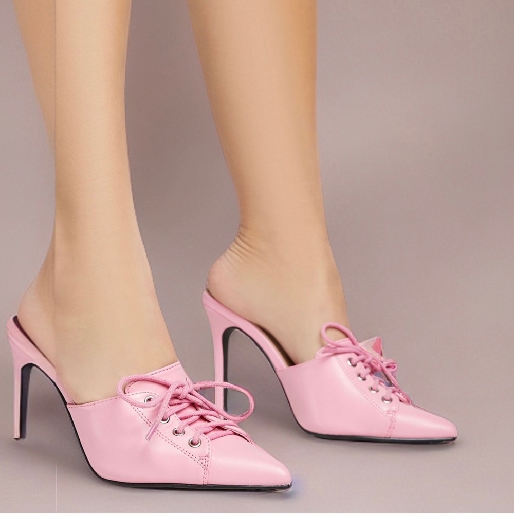 Ego ‘Sporty Spice’ Faux Leather Lace-up Stiletto Heels | Open-Heel | UK Size 4 - Picture 13 of 16